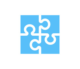 Jigsaw puzzle icon. Blue puzzle game icon. Autism symbol.