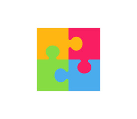 Jigsaw puzzle icon. Colorful puzzle game icon. Autism symbol.
