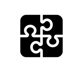 Obraz premium Jigsaw puzzle icon. Black puzzle game icon. Autism symbol.
