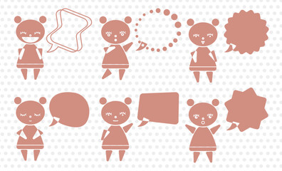 cute pink pictogram icons with speech bubbles