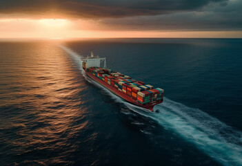 big container ship sailing through the ocean