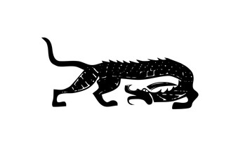 Black dragon vector illustration. Chinese traditional style.