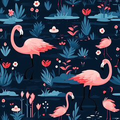flamingo colorful flat design seamless pattern