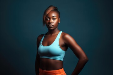 Fototapeta na wymiar Portrait of beautiful black woman . Sport clothes