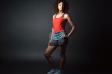 Fototapeta na wymiar Portrait of beautiful black woman . Sport clothes