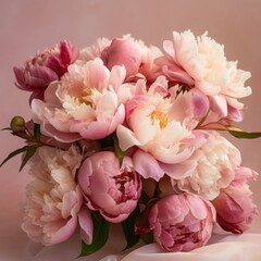 Beautiful bouquet of pink peonies. ai generative