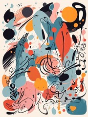 Forms, art, and abstraction. Vector depictions of contemporary items, doodles, brushstrokes, and design components created using paint