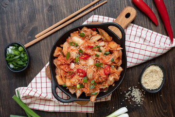 traditional Korean food Kimchee or kimchi cabbage with rice, fermented food