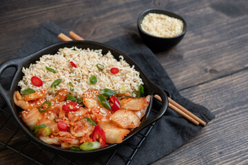 traditional Korean food Kimchee or kimchi cabbage with rice, fermented food