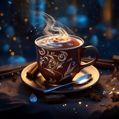 cup of hot chocolate christmas. Generative AI.