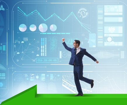 The businessman walking on arrow in business concept - Powered by Adobe