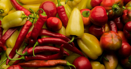 a group of different peppers for the background