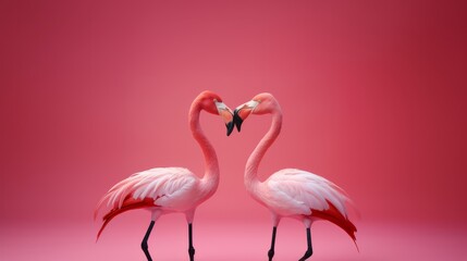Flamingo pair, On a pink background