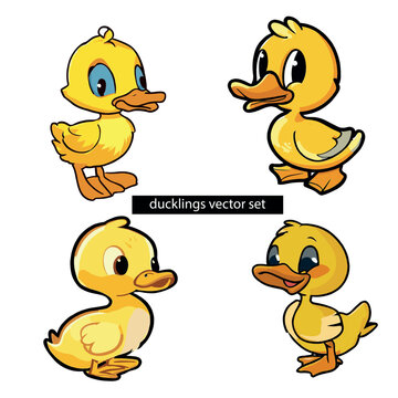duckling cartoon drawing set

