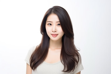 Beautiful korean woman on white background