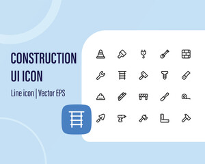 Construction Outline web icons set, home repair tools. Thin line web icons collection. Simple vector illustration. user interface icon set collection.