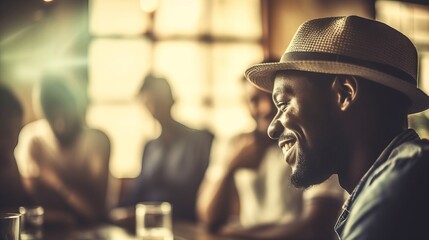 Fototapeta premium A man out at a bar. Generative AI. 