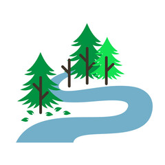 Forest Pine Trees Nature Flat Design