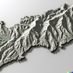 3D topographic map of imaginary section  Himalayas