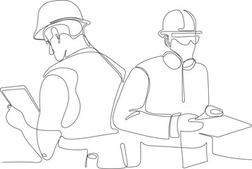 construction manager and engineer working on building site. Vector illustration	