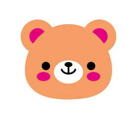 Bear icon. Cute vector teddy bear head icon.