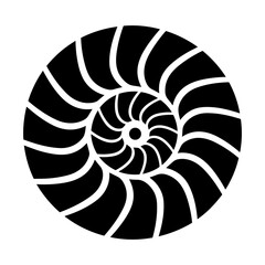 Ammonite fossil spiral shell abstract logo black silhouette svg vector