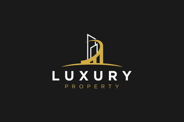 Building real estate property logo design luxury skyscraper illustration icon symbol