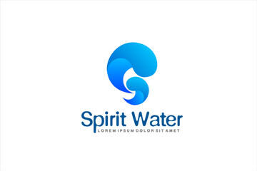 Spirit water S initial letter logo design drip water shape