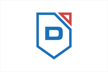 D initial logo design Shield defense protection emblem icon symbol