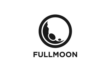 Full moon icon symbol space universe planet luna element logo design