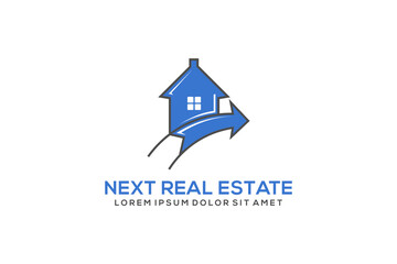 Real estate house family logo design arrow head element business property finance icon symbol