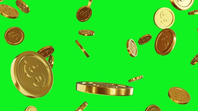 Monedas de oro con fondo verde