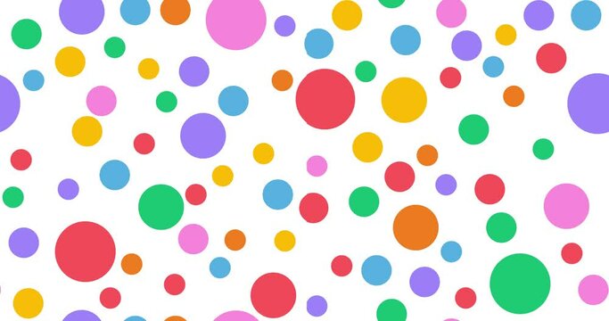 seamless infinite colorful polka dot loop,endless animated motion graphics
