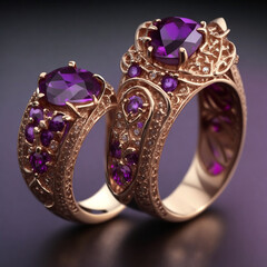 Amethyst sparkly rings, Generated AI