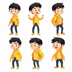 Vector of a happy boy kid wearing yellow.
