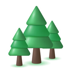 Vector set abstract trees isolated on a white background. 3d rendering