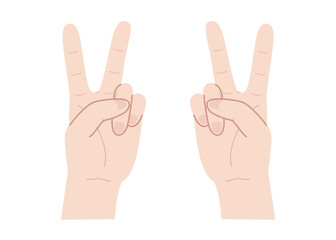 Vector illustration of two hands making the V-sign