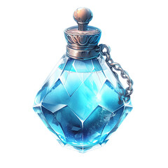 Crystal clear potion of clarity game asset. isolated object, transparent background
