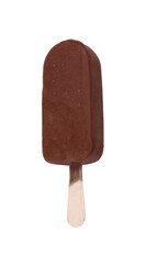 Delicious glazed ice cream bar isolated on white, top view