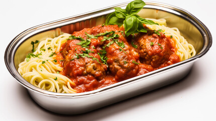 Pasta with tomato sauce and meatballs