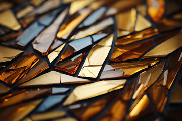 Golden or yellow and blue glass or crystal texture. Wallpaper.