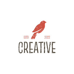 Bird Vintage Grunge Logo Design Illustration