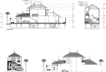 Vector sketch illustration of modern classic residential architecture