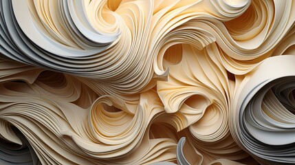 abstract paper sculptures, digital art illustration