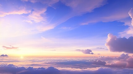 Mesmerizing Sunset Above the Clouds. Generative AI.