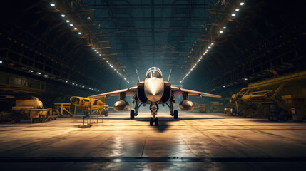 A fighter jet maintenance in hangar - obrazy, fototapety, plakaty
