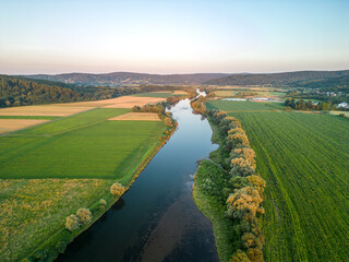 A view of the San River valley in Iskań, Przemysl Foothills, Poland