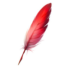 Ruby red phoenix feather game asset. isolated object, transparent background