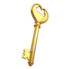 Shiny golden key. isolated object, transparent background
