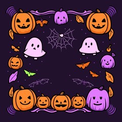 Fototapeta premium Halloween theme. Vector illustration in cartoon style.Generative AI